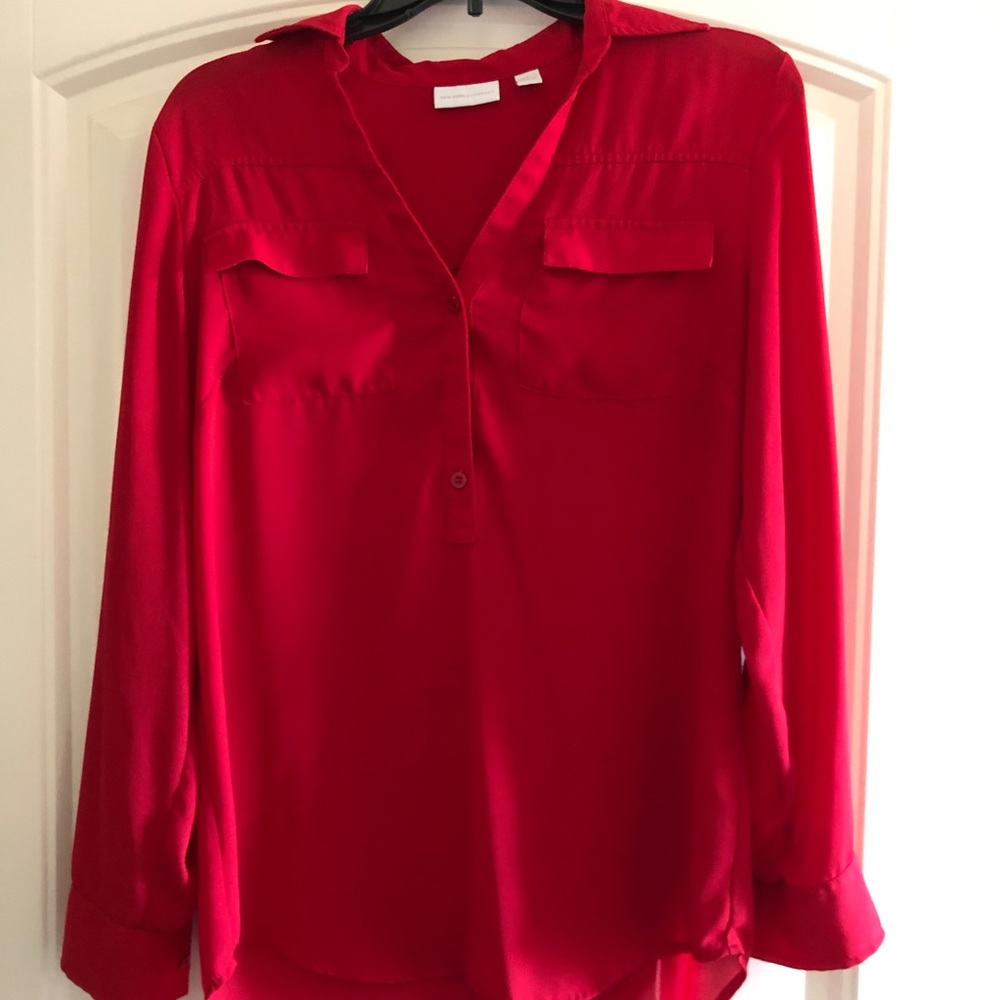 Sheer Red NY&Co Blouse Size Small